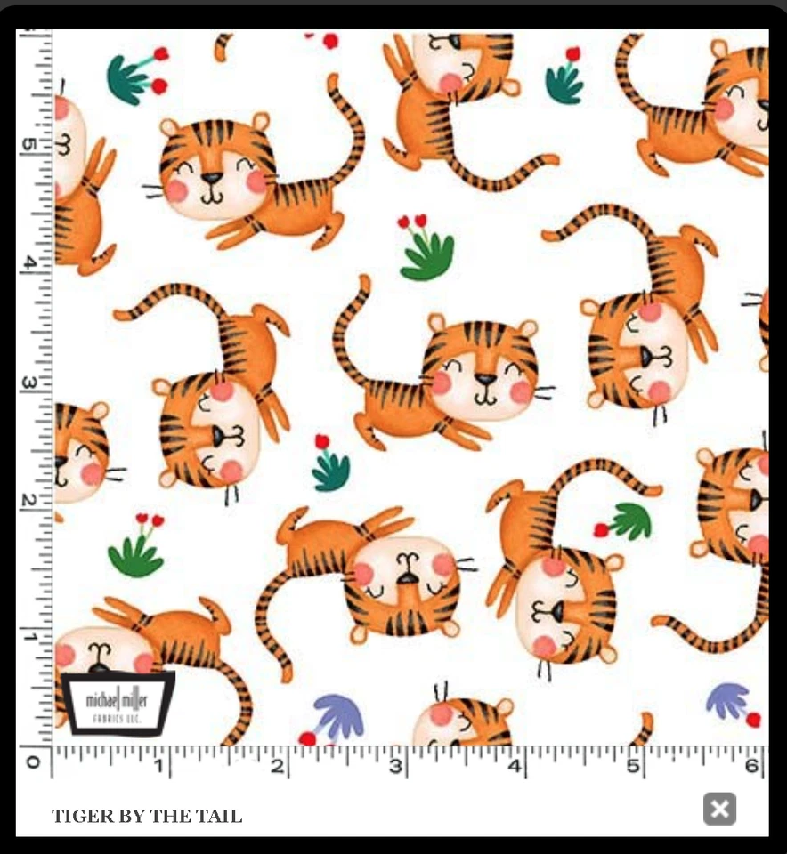 Michael Miller Fabrics~Tiger By The Tail, White ~ Jungle Paradise ~ BTY, CX11066 - Image 2 of 2