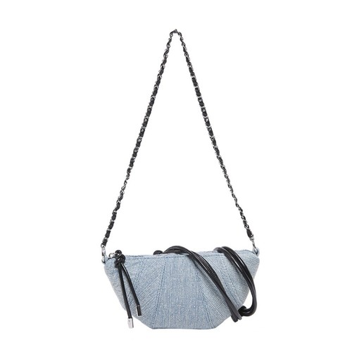 Korean Style Denim Dumpling Bag Half Moon Nylon Shoulder Bag Outdoor - Picture 13 of 14
