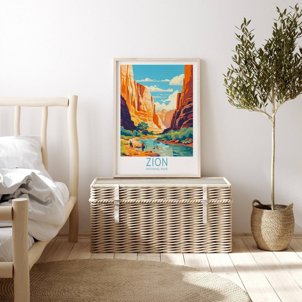 Zion National Park Travel Poster Zion Utah Travel Print National Parks