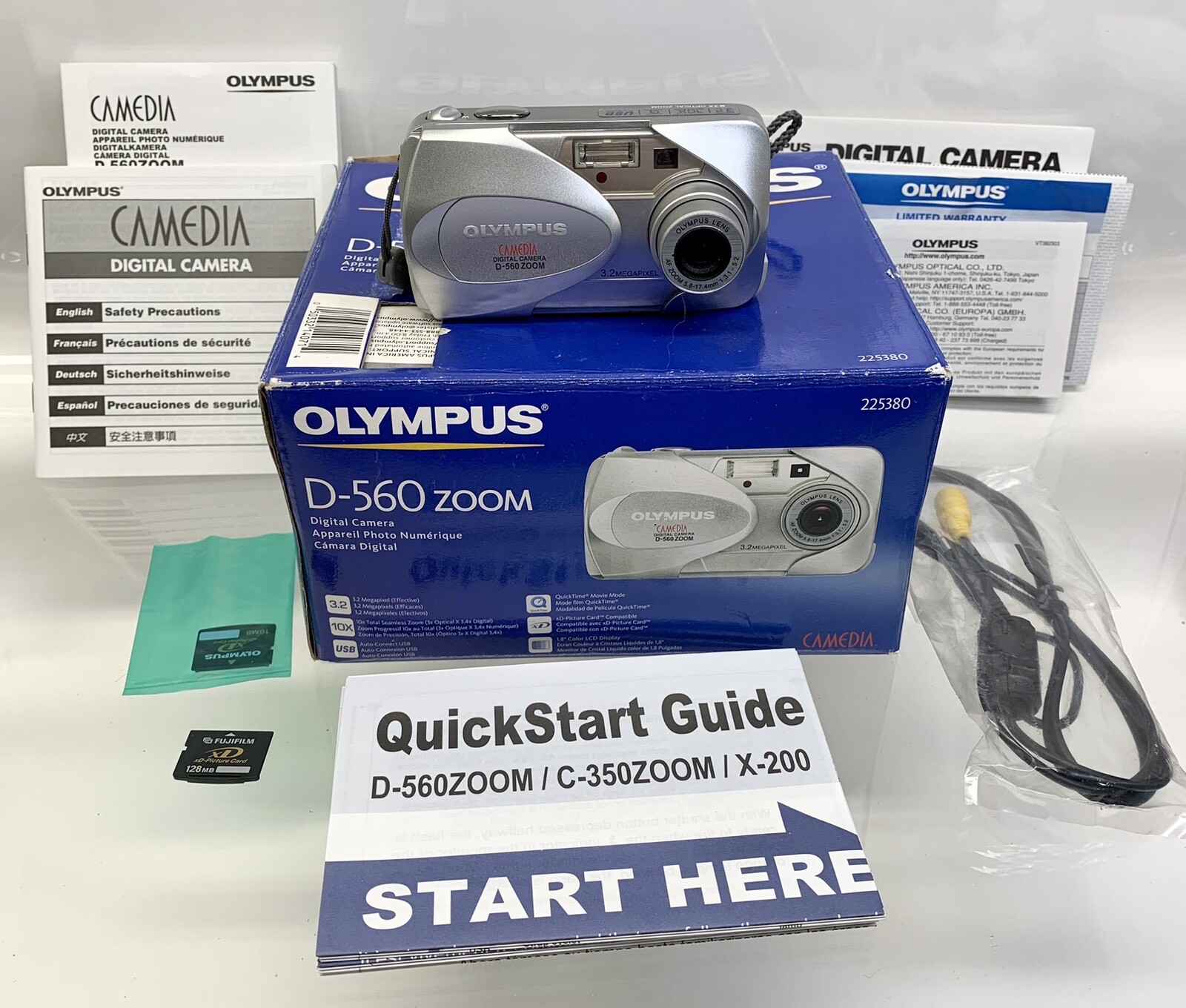 Olympus CAMEDIA D560 Zoom 3.2MP Digital Camera Silver With Box And