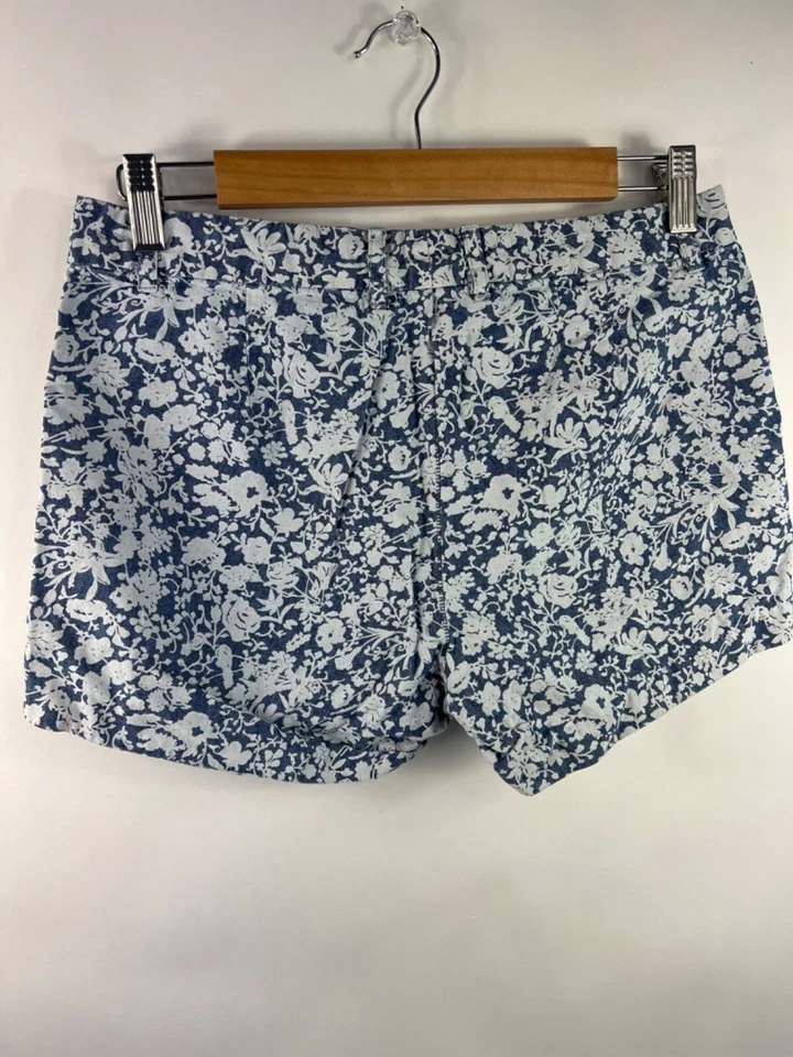 Pantalones Cortos Caqui Británicos Para Mujer Talla 4 Azul Floral Bolsillos Frontales Trabillas para Cinturón Foto 4 de 4