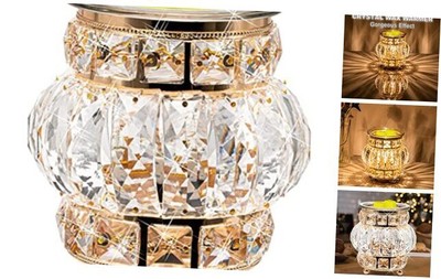 Wax Melt Warmer Wrought Iron Crystal Oil Burner for Home, Living Room, Golden