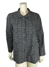 Habitat Power Stretch Swing Printed Jacket Size M Button Down Pocket Art To Wear