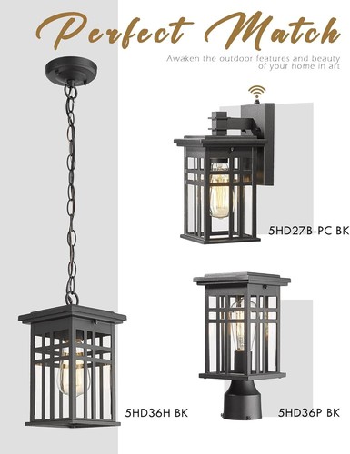 Stylish Industrial Outdoor Lantern with Clear Glass Shade - Easy Install - Picture 8 of 10