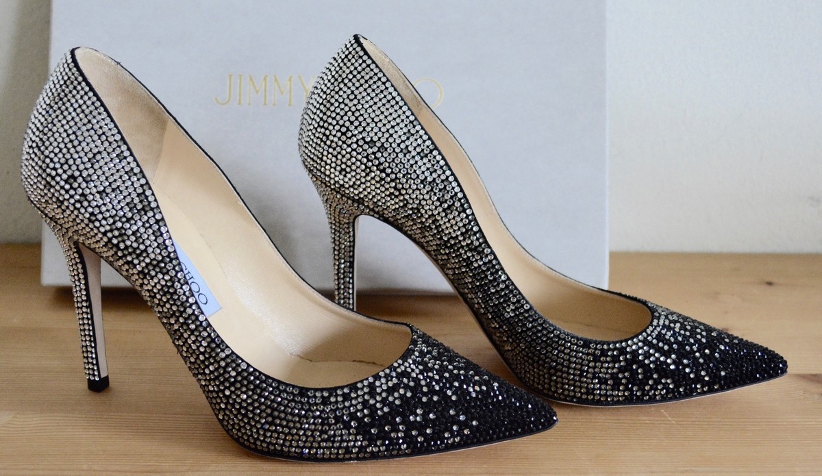 NIB Jimmy Choo Tania Crystal Degrade Black & White Pump