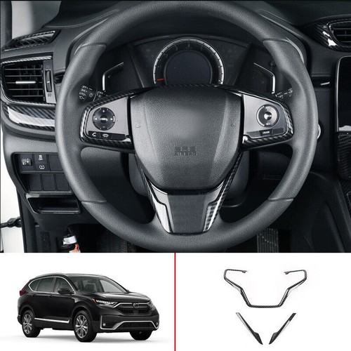 For Honda CRV CR-V 17-2021 Carbon fiber Interior Steering Wheel Decorative Trim - Picture 1 of 6