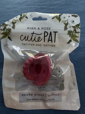 Ryan Rose Cutie Pat Pacifier and Teether round stage nipple Brand New 