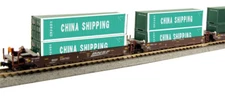 KATO 1066210 N MAXI-I BNSF 5-Unit Well Cars 238403  10 China Containers 106-6210