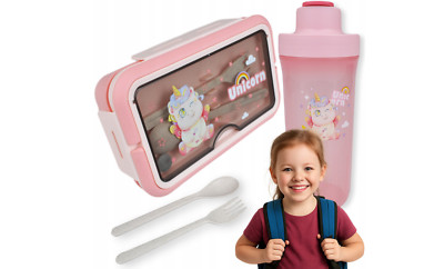   Kinder-Lunchbox mit Trinkflasche & Besteck   Praktisch für Unterwegs