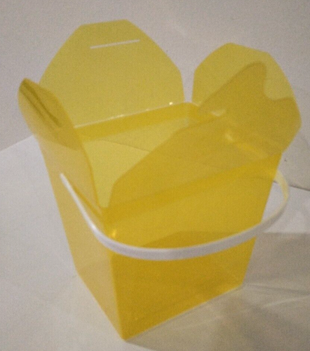 Yellow Plastic Noodle Boxes with Handle x 8 Loot Treat Birthday Party Favour Box - Picture 2 of 6