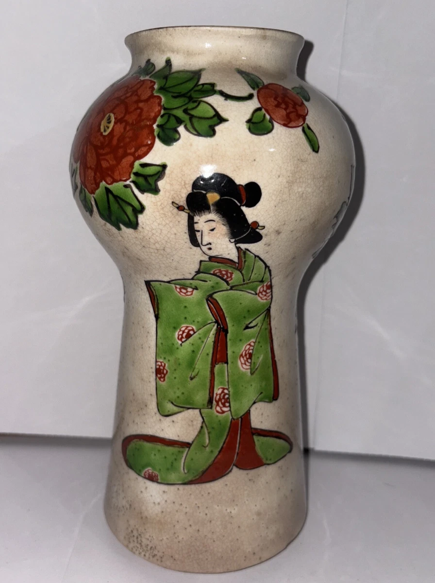 艺妓花瓶日本古董花瓶| eBay