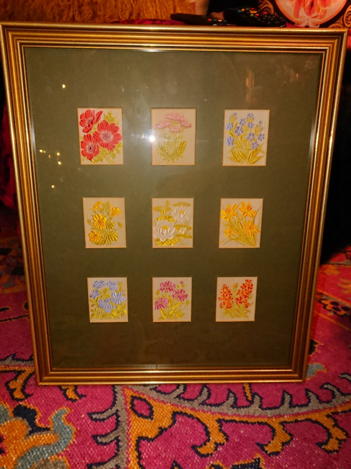 A Beautiful Framed Set of Tobacco 9 Cigarette Cards Kensitas Silk