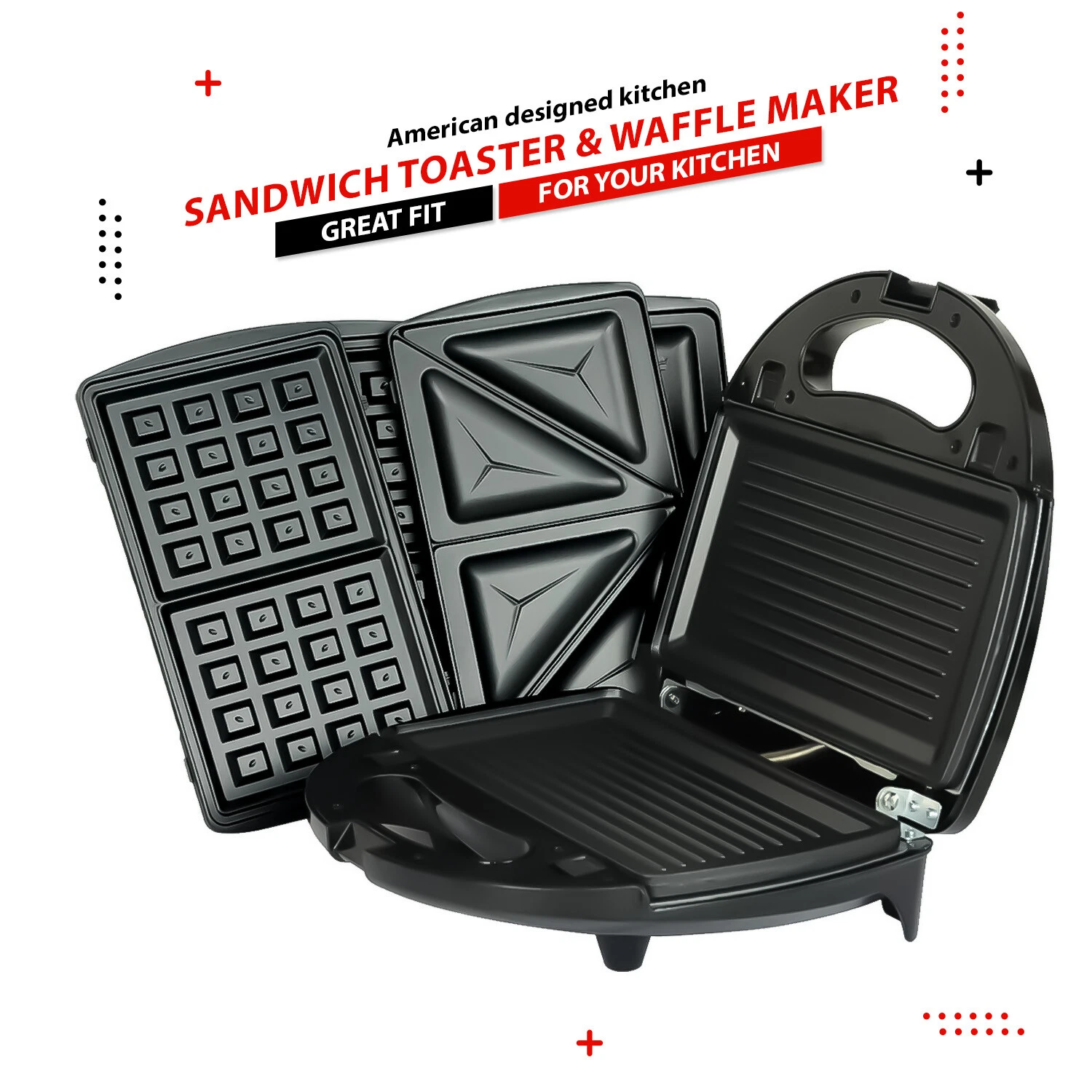 3 in 1 Sandwich Toaster & Waffle Maker 750W Panini Press Toaster Iron Grilled
Opens in a new window