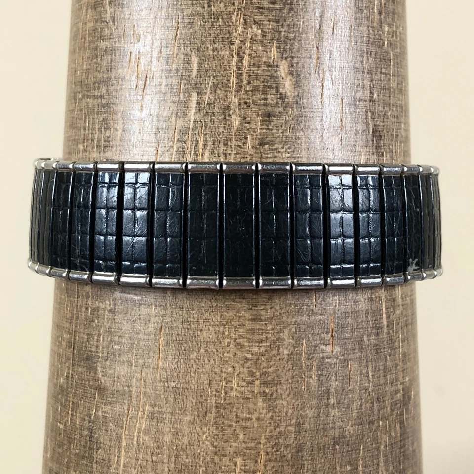 Reloj mecánico de cuerda vintage Bel-Air para hombre Incabloc correa de expansión negra 6 1/2" Foto 4 de 4