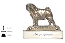 Pug - Brass Plate with the Inscription 'WELCOME' Art Dog DE Type 2