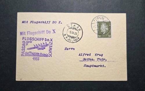 1933 Dornier Do X Last Flight Passau-Switzerland Germany Air Mail Postal Card