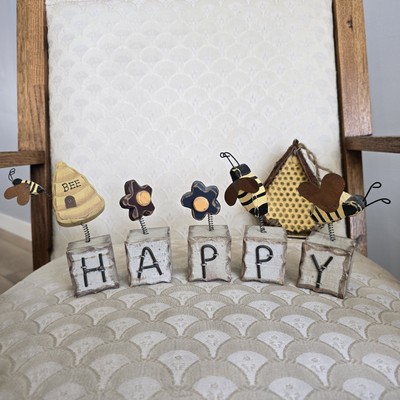 BEE HAPPY Honeycomb House Blocks Home Decorations Flowers Bees Hive Decor Craft