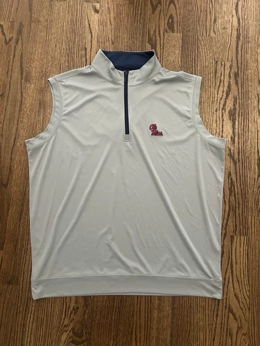 Men’s XL Gary Horn Legend Ole Miss Rebels Quarter Zip Vest Navy SEC - product listing photo