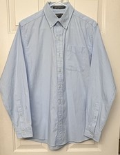 Eddie Bauer Shirt Mens Small Blue Button Up Dress Wrinkle Free Relaxed Fit Long