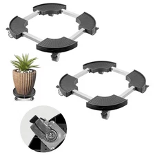 2 Packs Round Trash Can Dolly 15-22.8 in Adjustable Plastic Bin Dolly 400lbs