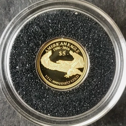 2016 Fiji Proof $5 1/2 gram Gold Eagle Coin in a Capsule