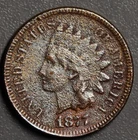 1877 1C INDIAN HEAD BRONZE CENT KM# 90a Grade:  VF+ A6972