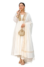 Women White Ethnic Kurta Set Palazzo Dupatta Indian Traditional Party Wear Dress