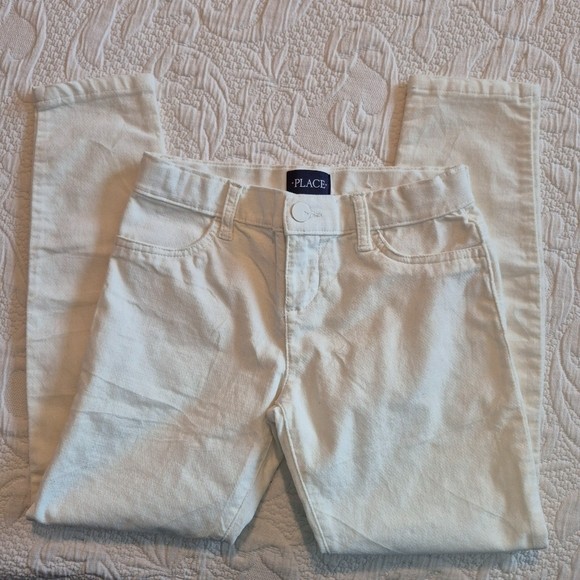 Children's Place girls size 8 off white stretchy pants VGUC thumbnail 2