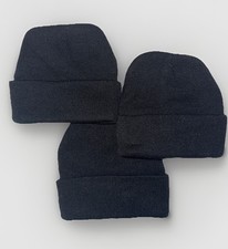 3 Kids Fall/Winter Black Knit Acrylic Beanies