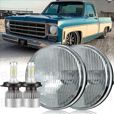 Pair For Chevy C10 K10 K20 K5 1975-1980 105W 7" Round LED Headlights Hi/Lo Beam