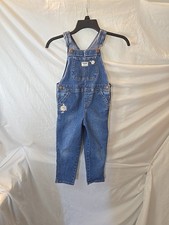 Oshkosh B'gosh Girl's Blue Jean Bib Overalls Size 5T Embroidered Floral