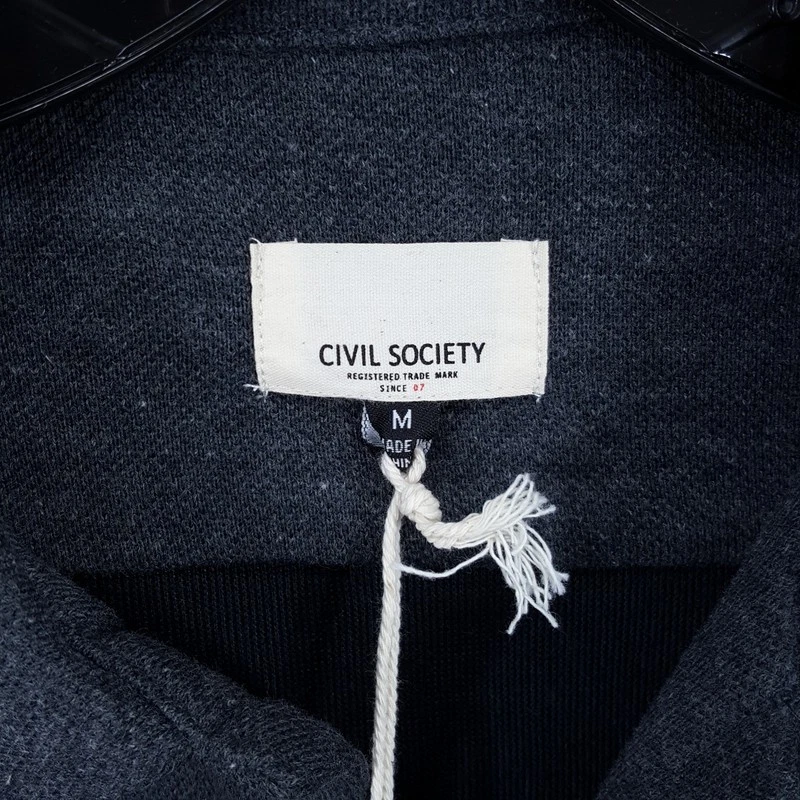 CIVIL SOCIETY Shirt Jacket Mens Medium Charcoal Grey Snap Button Cotton Knit image 4