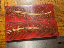 Ceramic Unique Leaf Designs Resin Knife Handle Blank Scales Deep Red base