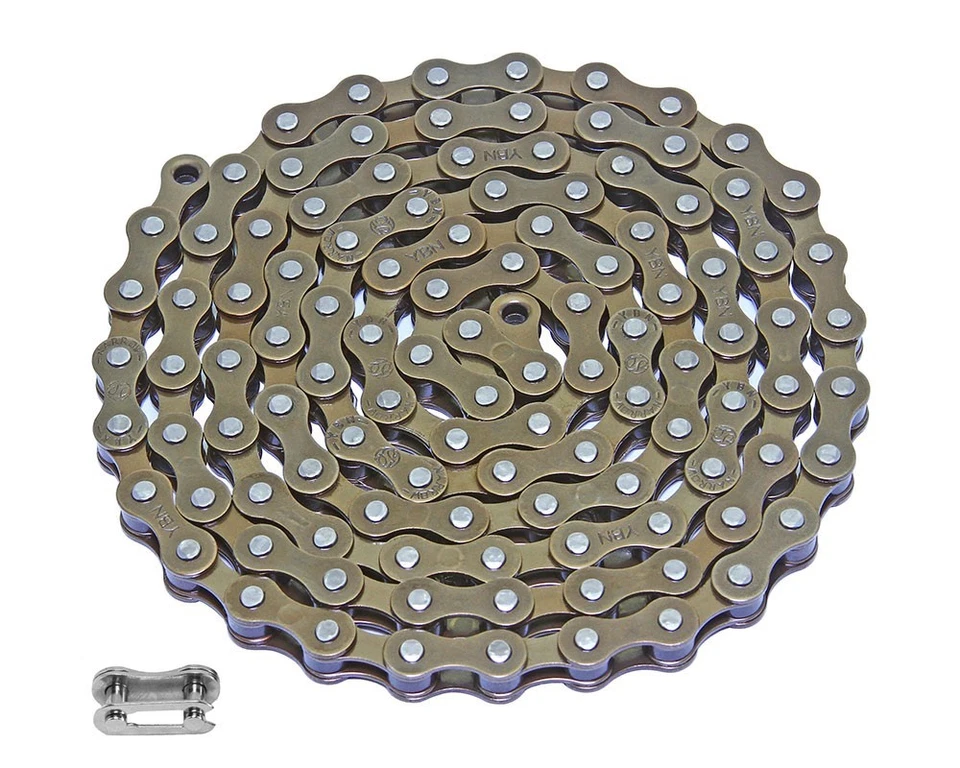 YBN BMX 1/SPEED BICYCLE STEEL CHAIN 1/2 X 1/8 X 112 BROWN.