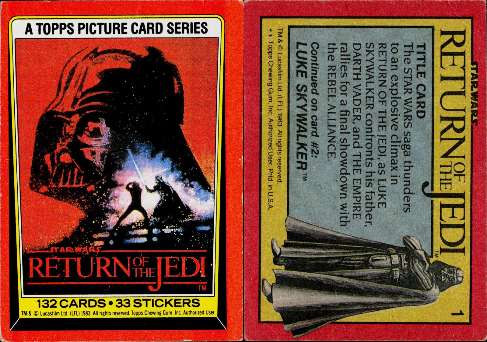 1983 Topps Star Wars Return of the Jedi #1 Title Card