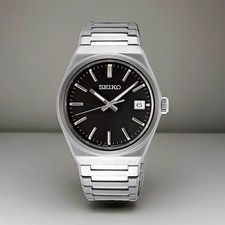 Imagen de Seiko SUR557 Men's Quartz Sapphire 100m Black Dial Steel Watch w/ Box Manual