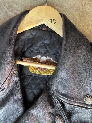 Vintage Mens Large Late 90s Embossed Black Harley Davidson Leather