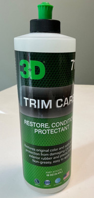 3D Trim Care Restorer Conditioner Protectant for Rubber, Trim - New Sealed 16 oz