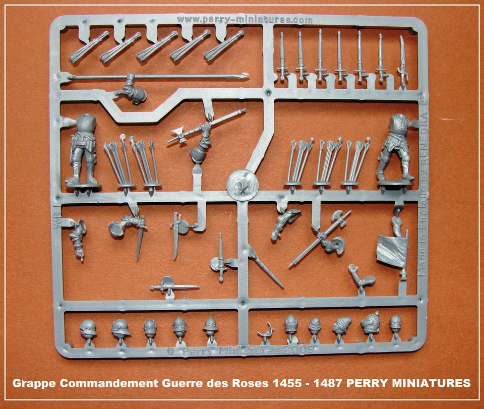 PERRY MINIATURES Grappe Cdt. Guerre des Roses 1455-1487 Figurines 28mm plastique
