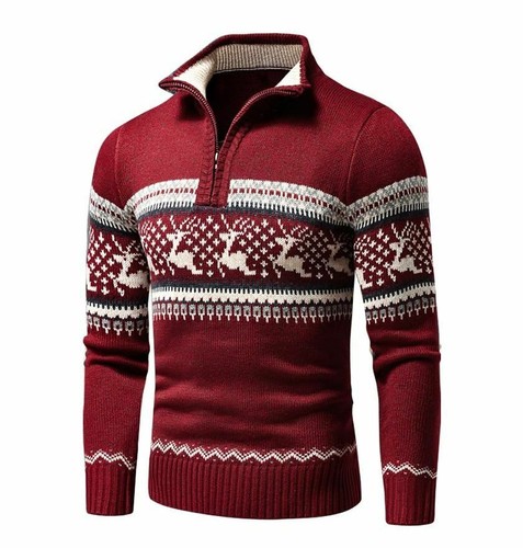 Men Autumn Casual Jacquard Half Zip 