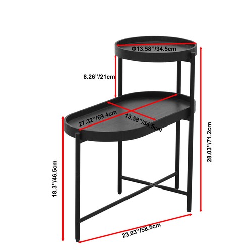2-Tier Black Side Table End Table with Storage Sofa Table & Metal Frame - Picture 4 of 17