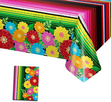 Mexican Fiesta Tablecloth Plastic Disposable Mexico Striped Paper Flower Table C
