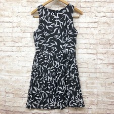 Gap Womens Dress Size 2 Sleeveless Pleated Painterly Ink Brush Strokes Black NWT