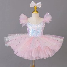 Kids Ballroom Clothing Sequined ModernDance Tutu Dress Girls Dance Stage Dresses
