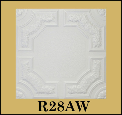DIY Glue Up White Decorative Ceiling Tiles R28AW 8pcs Bundle 