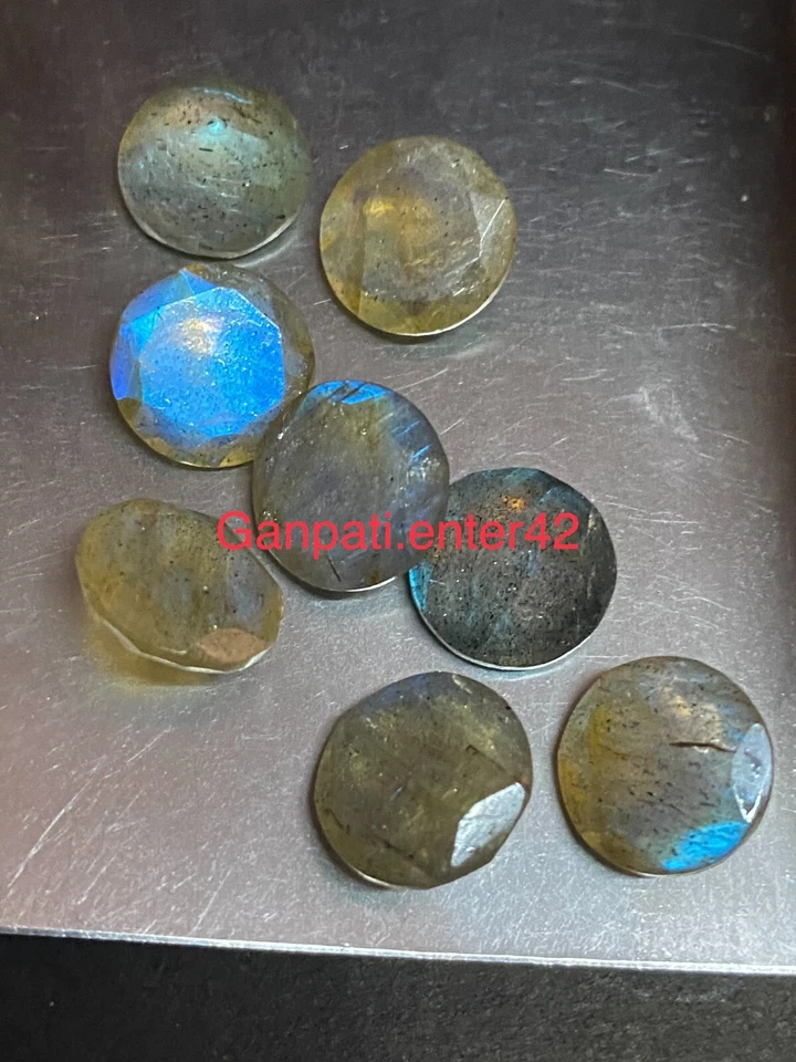 Pedra preciosa solta labradorita facetada corte redondo 8x8 mm calibrada natural tamanho E - Imagem 3 de 4