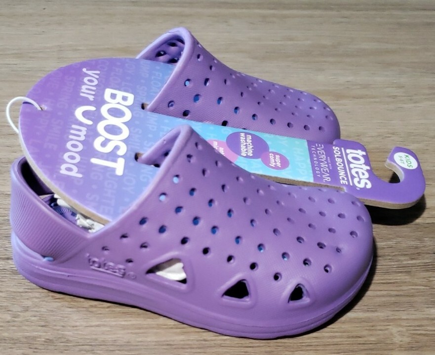 Totes SolBounce Everywear Splash Play Purple Unisex Kids Clog Water Shoe 5 5T 6T