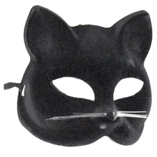 Deluxe Velvety Sexy Cat Kitty Half Mask Black