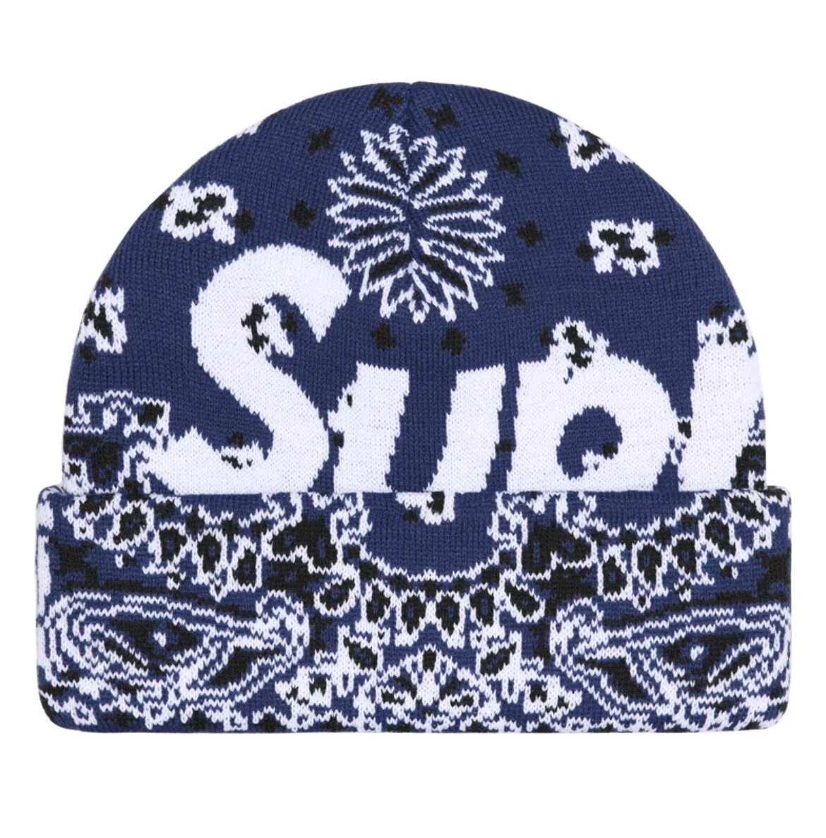 Bonnet bleu marine Supreme Big Logo Bandana à la main