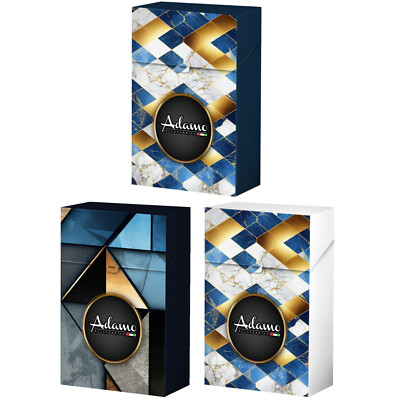 3x Kunststoff Zigarettenetui Zigarettenbox, Push to Open, Pure Gold Blue Design